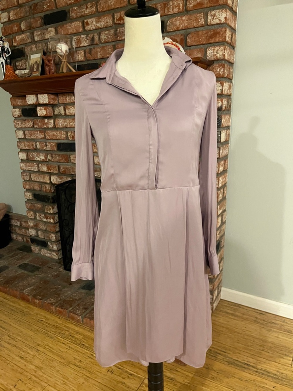 Armani Exchange $220 Lavender Long-Sleeve Shirt Dress